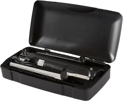 Kitchen Tek Electric Knife Set, 1 Electric Knife With Motorized Handle - Includes 1 Bread and 1 Carving Tool, 1 Case, Black Plastic Food Cutter With Stainless Steel Blades