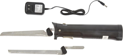 Kitchen Tek Electric Knife Set, 1 Electric Knife With Motorized Handle - Includes 1 Bread and 1 Carving Tool, 1 Case, Black Plastic Food Cutter With Stainless Steel Blades