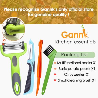 Potato Apple Vegetable Peelers for Kitchen, I and Y Peelers for Fruit Veggie Potatoes Carrot Cucumber, 3 in 1 Blade Spin Design With Julienne Multifunctional