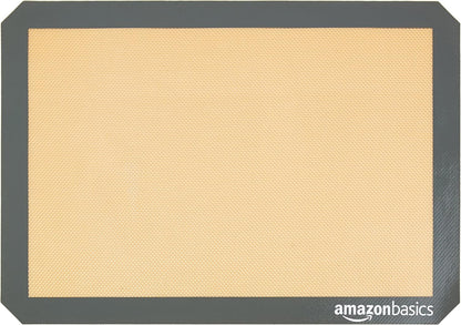 Silicone Rectangular Baking Mat, Non-Stick, Reusable, Dishwasher Safe, Food Safe, Heat Resistant, 16.5" x 11.6", Beige/Gray, 2-Pack