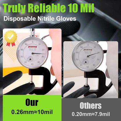 10 Mil Heavy Duty Black Nitrile Mechanic Gloves, 50 Count M | Diamond Grip, Latex & Powder Free for DIY Repairs, Home Garage, Motorcycle Maintenance & Everyday Projects