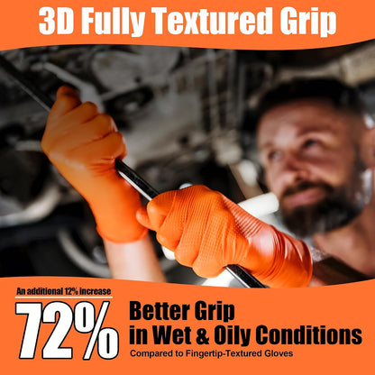 10 Mil Heavy Duty Black Nitrile Mechanic Gloves, 50 Count M | Diamond Grip, Latex & Powder Free for DIY Repairs, Home Garage, Motorcycle Maintenance & Everyday Projects