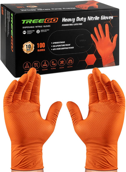 10 Mil Heavy Duty Black Nitrile Mechanic Gloves, 50 Count M | Diamond Grip, Latex & Powder Free for DIY Repairs, Home Garage, Motorcycle Maintenance & Everyday Projects
