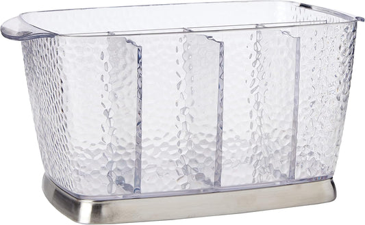 Rain Plastic Silverware Caddy Organizer Flatware Holder for Kitchen Countertop Storage, Dining Table, Outdoor Patio, Picnic Tables, Clear | Flatware Holder, Kitchen Countertop Storage, Dining, Outdoor Patio, Picnic Tables