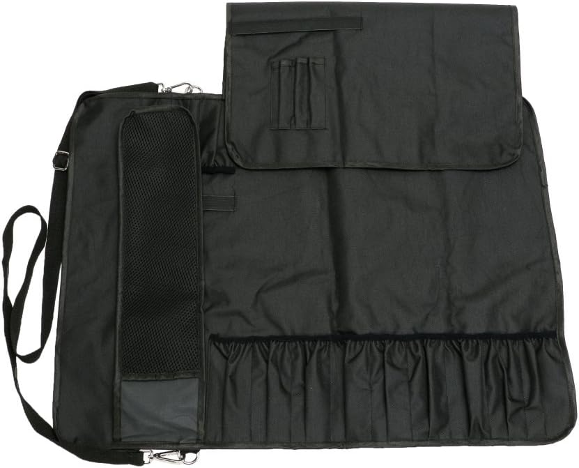 Knife Roll,Chef Knife Roll Bag With 17 Slots Can Holds13 Knives,1 Meat Cleaver, And 3 Utensil Pockets,Durable Knife Bag With Handle,Shoulder Strap & Zippered Mesh Pocket Holder