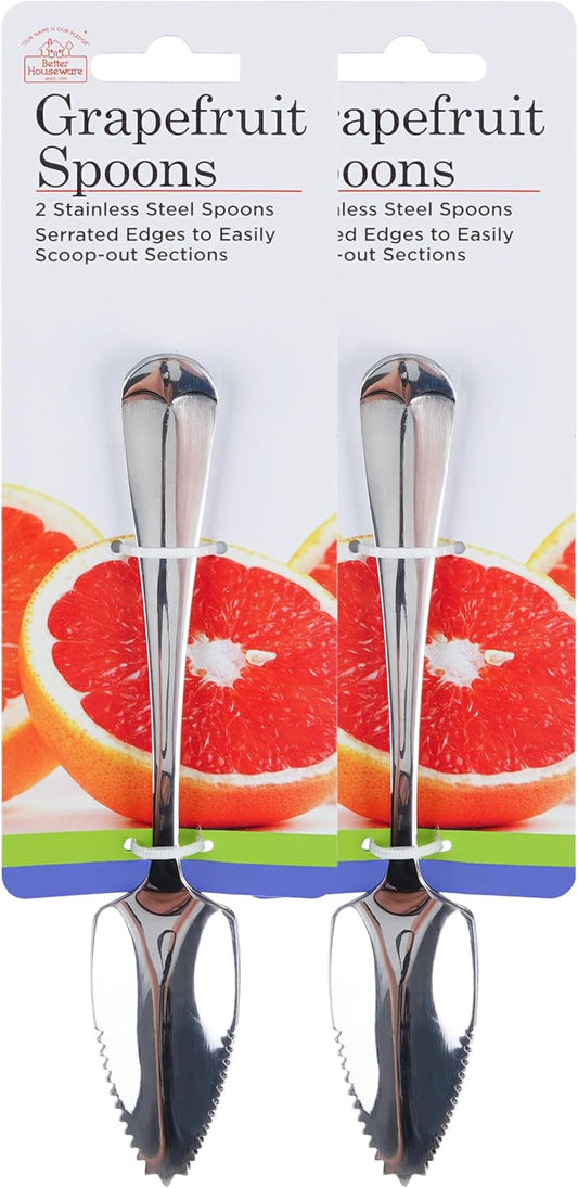 Grapefruit Spoons ,Set of 2 Grapefruit Spoons serrated stainless steel ,grapefruit spoon Baby fruit spoon scraper, Spoons with Serrated Edges for Orange & Kiwi, Ginger Peeler