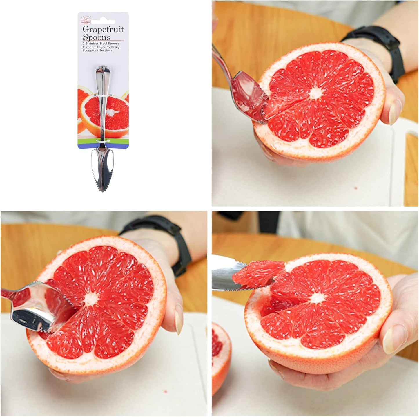 Grapefruit Spoons ,Set of 2 Grapefruit Spoons serrated stainless steel ,grapefruit spoon Baby fruit spoon scraper, Spoons with Serrated Edges for Orange & Kiwi, Ginger Peeler