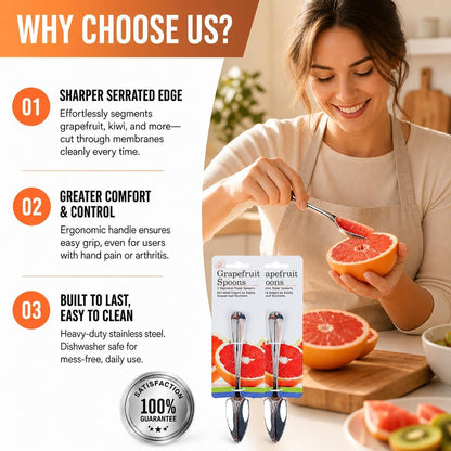 Grapefruit Spoons ,Set of 2 Grapefruit Spoons serrated stainless steel ,grapefruit spoon Baby fruit spoon scraper, Spoons with Serrated Edges for Orange & Kiwi, Ginger Peeler