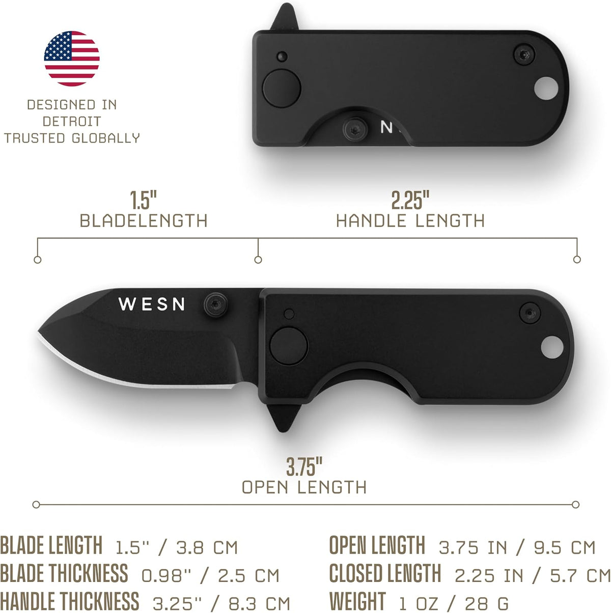 Microblade Premium Folding Pocket Knife - 1.5" D2 Steel Blade, Compact Titanium EDC Knife with G10 Handle, Manual Thumb Stud, Deep Carry Clip - Lightweight Everyday Carry (Blacked Out)