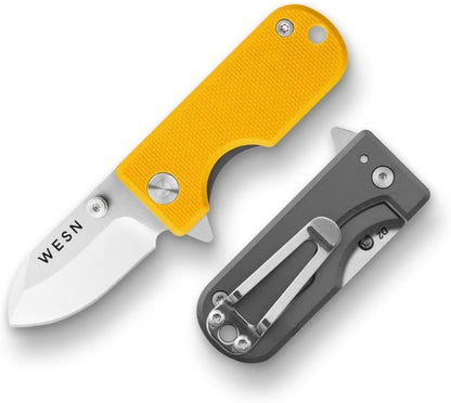 Microblade Premium Folding Pocket Knife - 1.5" D2 Steel Blade, Compact Titanium EDC Knife with G10 Handle, Manual Thumb Stud, Deep Carry Clip - Lightweight Everyday Carry (Blacked Out)