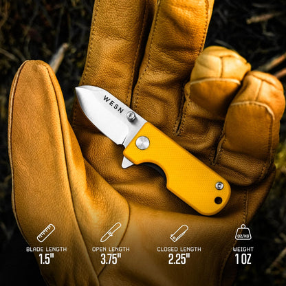Microblade Premium Folding Pocket Knife - 1.5" D2 Steel Blade, Compact Titanium EDC Knife with G10 Handle, Manual Thumb Stud, Deep Carry Clip - Lightweight Everyday Carry (Blacked Out)