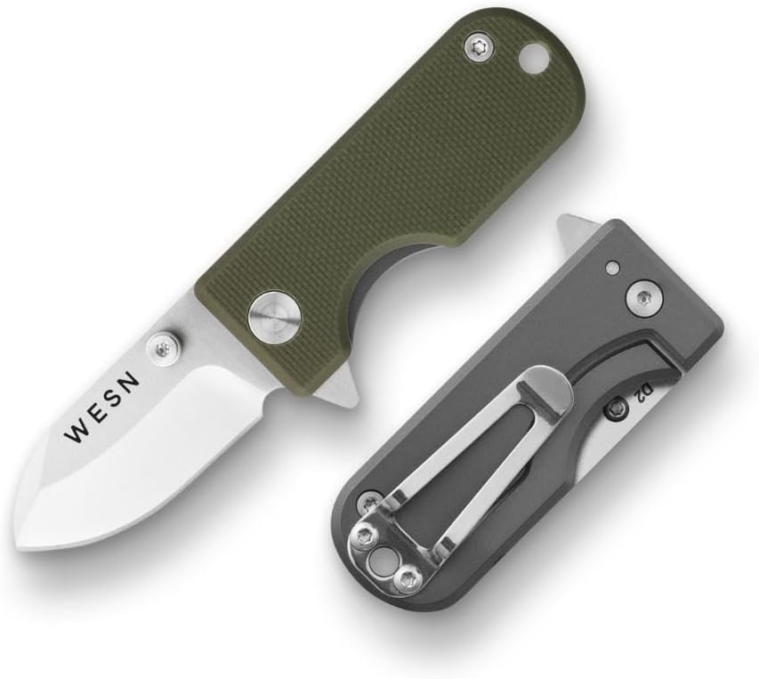Microblade Premium Folding Pocket Knife - 1.5" D2 Steel Blade, Compact Titanium EDC Knife with G10 Handle, Manual Thumb Stud, Deep Carry Clip - Lightweight Everyday Carry (Blacked Out)