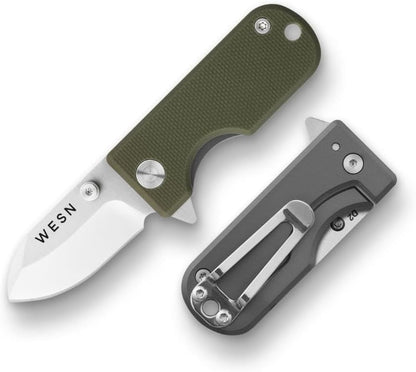 Microblade Premium Folding Pocket Knife - 1.5" D2 Steel Blade, Compact Titanium EDC Knife with G10 Handle, Manual Thumb Stud, Deep Carry Clip - Lightweight Everyday Carry (Blacked Out)