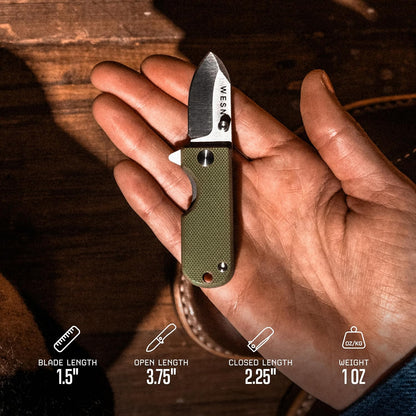 Microblade Premium Folding Pocket Knife - 1.5" D2 Steel Blade, Compact Titanium EDC Knife with G10 Handle, Manual Thumb Stud, Deep Carry Clip - Lightweight Everyday Carry (Blacked Out)