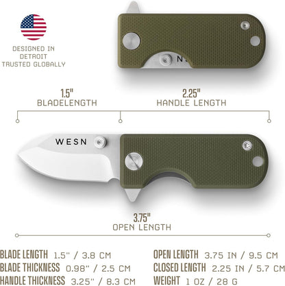 Microblade Premium Folding Pocket Knife - 1.5" D2 Steel Blade, Compact Titanium EDC Knife with G10 Handle, Manual Thumb Stud, Deep Carry Clip - Lightweight Everyday Carry (Blacked Out)