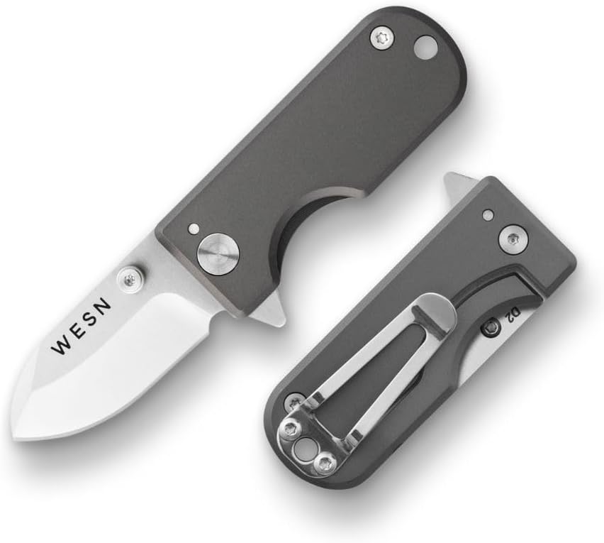 Microblade Premium Folding Pocket Knife - 1.5" D2 Steel Blade, Compact Titanium EDC Knife with G10 Handle, Manual Thumb Stud, Deep Carry Clip - Lightweight Everyday Carry (Blacked Out)