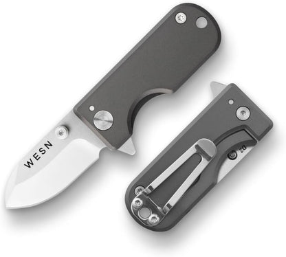 Microblade Premium Folding Pocket Knife - 1.5" D2 Steel Blade, Compact Titanium EDC Knife with G10 Handle, Manual Thumb Stud, Deep Carry Clip - Lightweight Everyday Carry (Blacked Out)