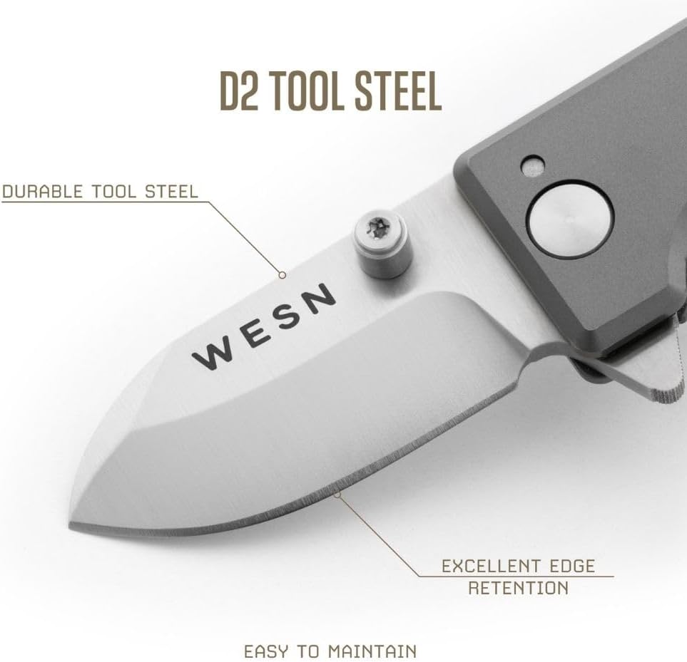 Microblade Premium Folding Pocket Knife - 1.5" D2 Steel Blade, Compact Titanium EDC Knife with G10 Handle, Manual Thumb Stud, Deep Carry Clip - Lightweight Everyday Carry (Blacked Out)
