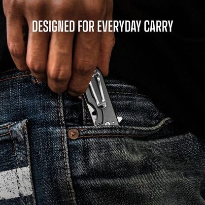 Microblade Premium Folding Pocket Knife - 1.5" D2 Steel Blade, Compact Titanium EDC Knife with G10 Handle, Manual Thumb Stud, Deep Carry Clip - Lightweight Everyday Carry (Blacked Out)