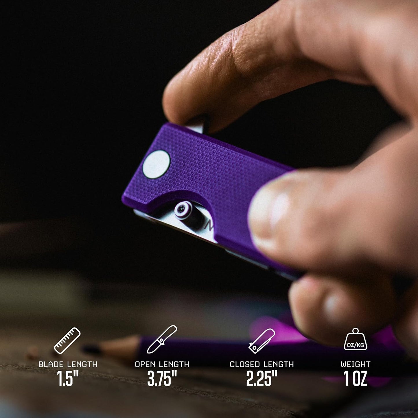 Microblade Premium Folding Pocket Knife - 1.5" D2 Steel Blade, Compact Titanium EDC Knife with G10 Handle, Manual Thumb Stud, Deep Carry Clip - Lightweight Everyday Carry (Blacked Out)
