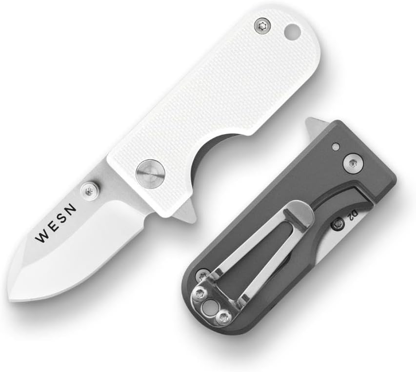 Microblade Premium Folding Pocket Knife - 1.5" D2 Steel Blade, Compact Titanium EDC Knife with G10 Handle, Manual Thumb Stud, Deep Carry Clip - Lightweight Everyday Carry (Blacked Out)