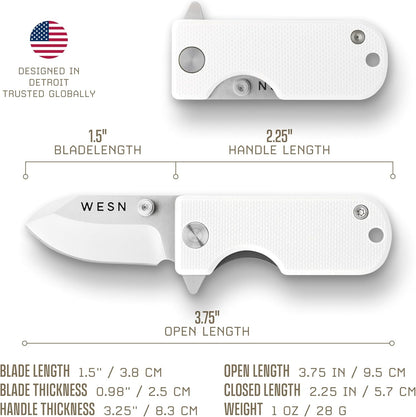 Microblade Premium Folding Pocket Knife - 1.5" D2 Steel Blade, Compact Titanium EDC Knife with G10 Handle, Manual Thumb Stud, Deep Carry Clip - Lightweight Everyday Carry (Blacked Out)
