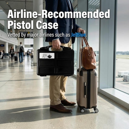 TSA Approved Hard Gun Case – Airline Approved Lockable Pistol Carrying Case with Dual Latch & Customizable Foam – Fits 9mm Handgun, Revolver & Firearm for Travel & Range Use