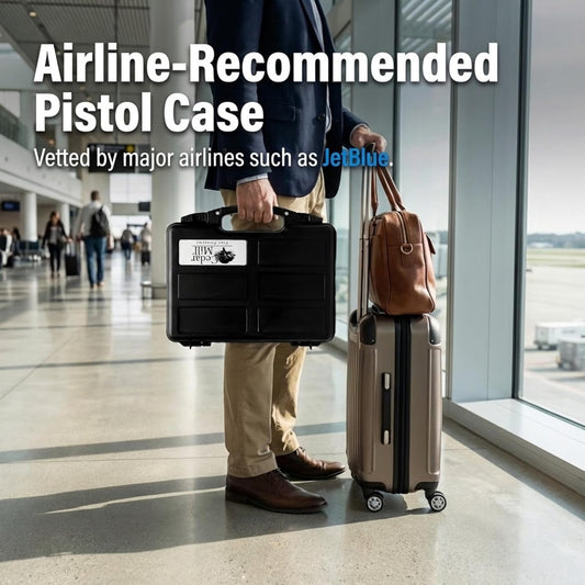 TSA Approved Hard Gun Case – Airline Approved Lockable Pistol Carrying Case with Dual Latch & Customizable Foam – Fits 9mm Handgun, Revolver & Firearm for Travel & Range Use
