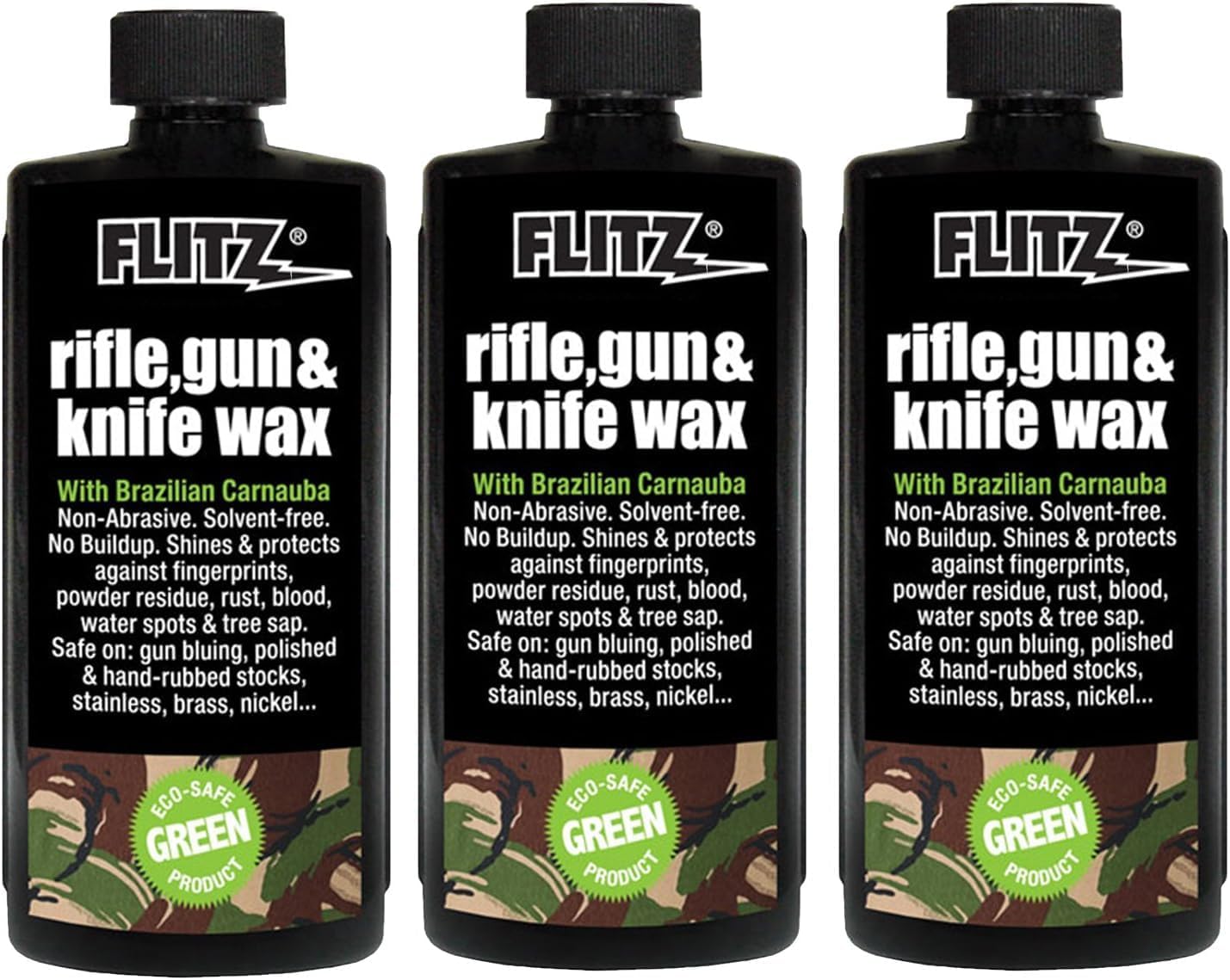 Flitz Rifle, Gun, Knife Wax - 7.6oz Bottle of USA-Made, Premium Beeswax & Carnauba to Polish, Protect, & Remove Water Stains, Fingerprints, Rust - Non-Abrasive, Water-Based Gun Stock Wax (1 Pack)