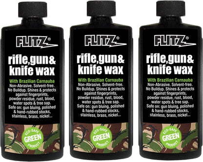 Flitz Rifle, Gun, Knife Wax - 7.6oz Bottle of USA-Made, Premium Beeswax & Carnauba to Polish, Protect, & Remove Water Stains, Fingerprints, Rust - Non-Abrasive, Water-Based Gun Stock Wax (1 Pack)