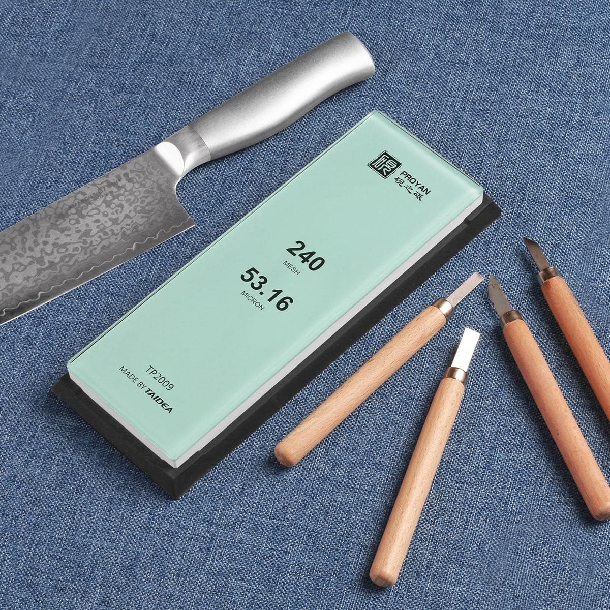 Glass Sharpening Stone with Non-slip Rubber Base, Professional Whetstone, Glass Stone 3000 Grit
