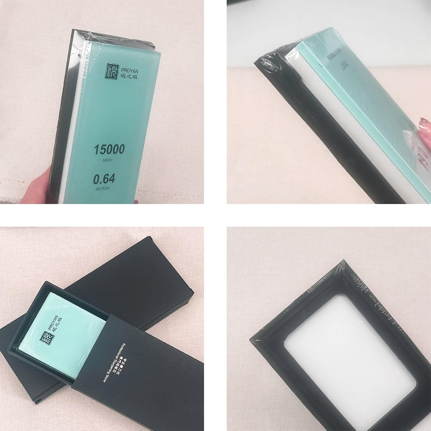 Glass Sharpening Stone with Non-slip Rubber Base, Professional Whetstone, Glass Stone 3000 Grit