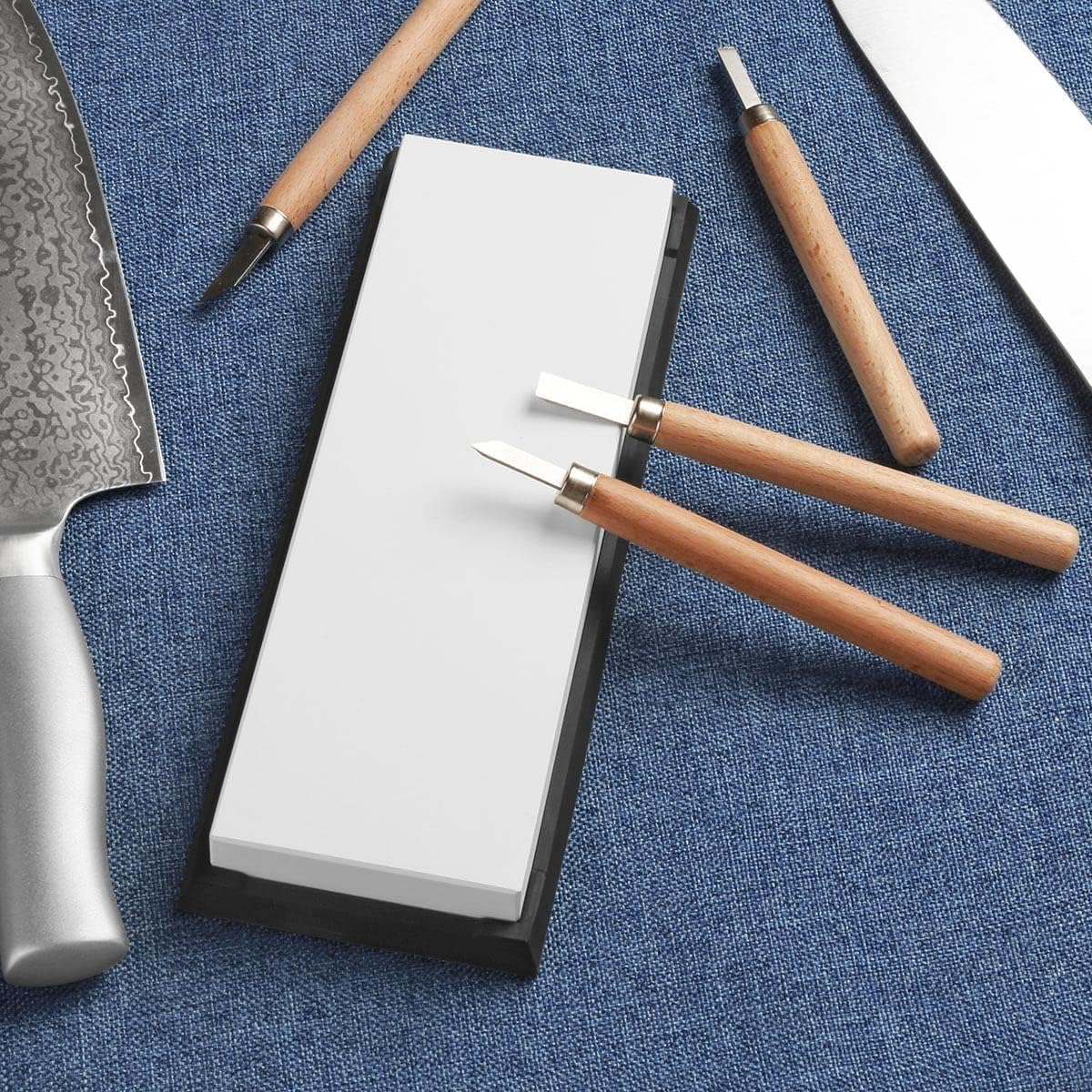 Glass Sharpening Stone with Non-slip Rubber Base, Professional Whetstone, Glass Stone 3000 Grit