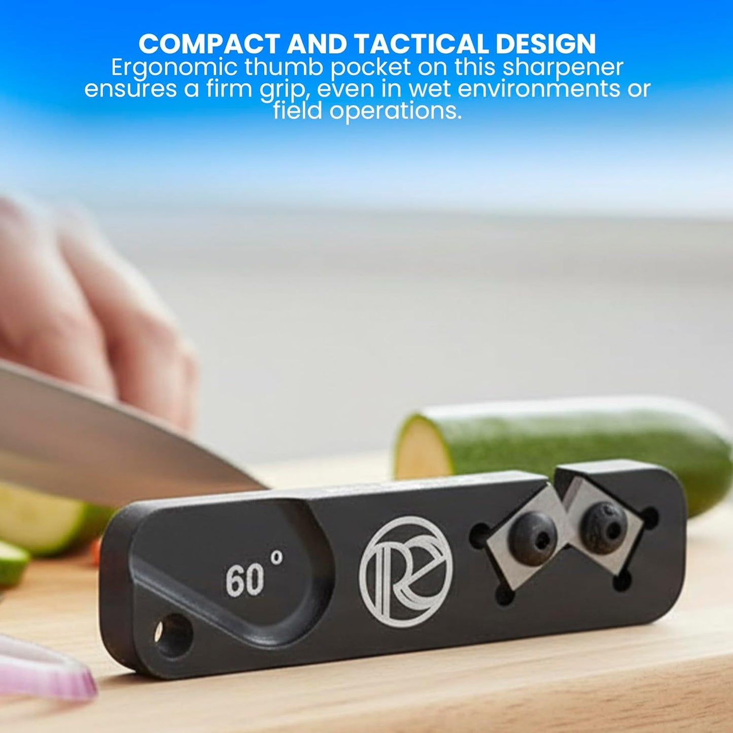 Portable Knife Sharpener - Pocket knife Sharpener with Duromite Sharpening Element - Honing Rod at 60° for Kitchen, Home & Hunting - Compact Travel Knife Honing Rod