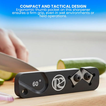 Portable Knife Sharpener - Pocket knife Sharpener with Duromite Sharpening Element - Honing Rod at 60° for Kitchen, Home & Hunting - Compact Travel Knife Honing Rod