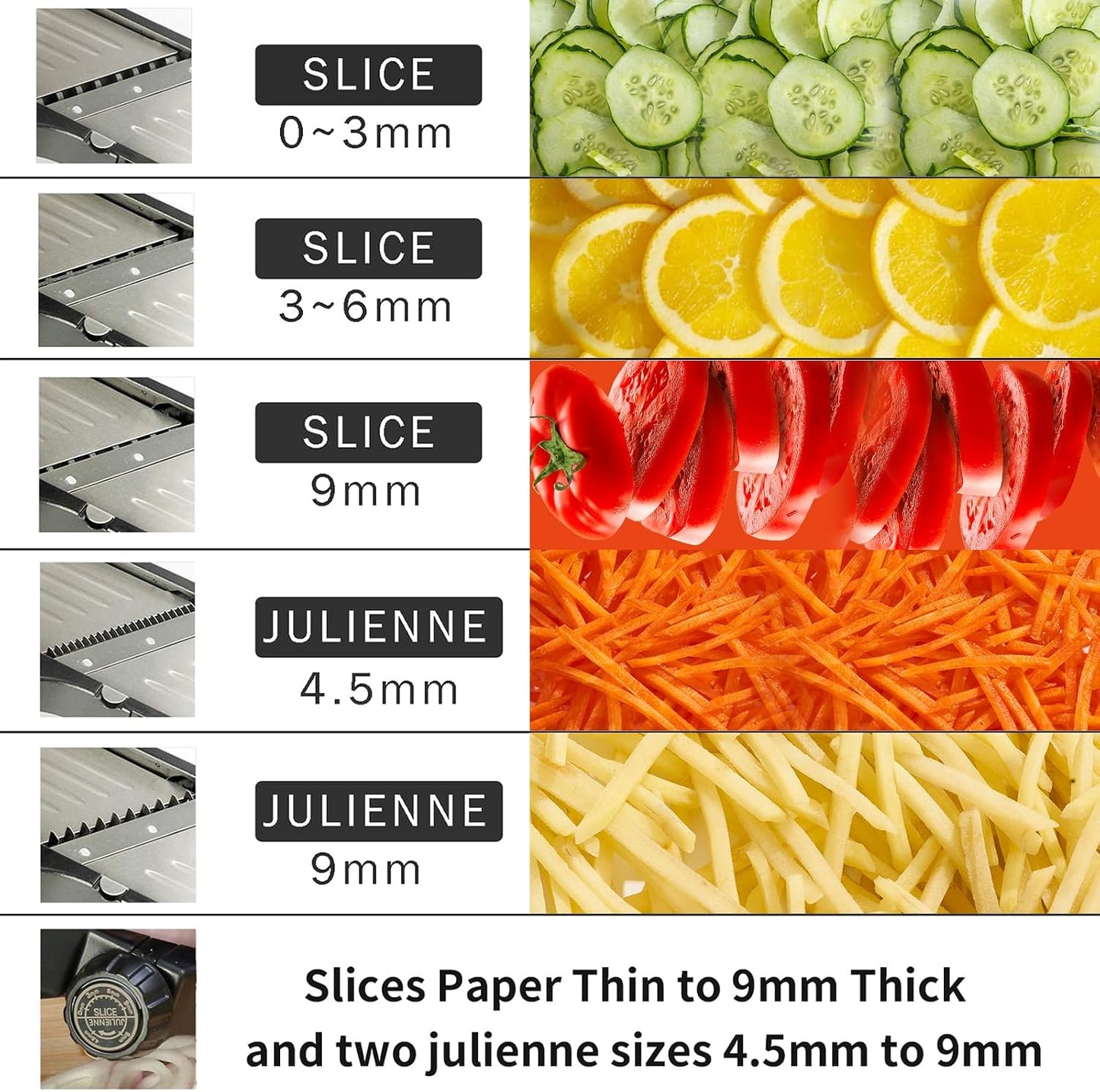 Mandoline Slicer, Mandoline Slicer for Kitchen, Adjustable Mandolin, Stainless Steel Mandoline, Vegetable Slicer, Potato, Onion, Cucumber, Tomato, Veggie Slicer with Cut-Resistant Gloves