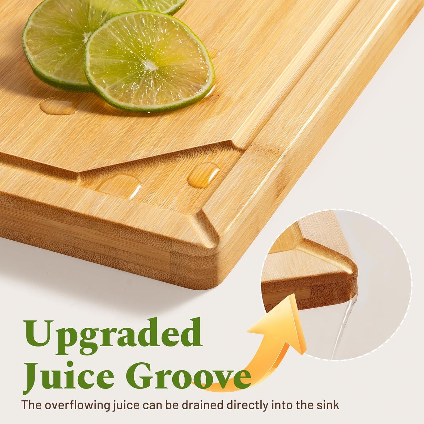 17”×11” Bamboo Cutting Boards for Kitchen, Healthy Wooden Cutting Boards for Kitchen, Charcuterie, Extra Large Chopping Boards with Deep Juice Groove, Fathers Day Gift for Men, Natural