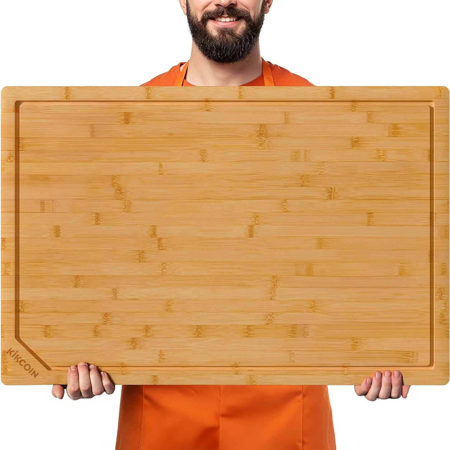 17”×11” Bamboo Cutting Boards for Kitchen, Healthy Wooden Cutting Boards for Kitchen, Charcuterie, Extra Large Chopping Boards with Deep Juice Groove, Fathers Day Gift for Men, Natural