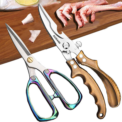 Premium Kitchen Shears 2-Pack Heavy Duty Poultry & Meat Scissors, Bone Shears for Cooking