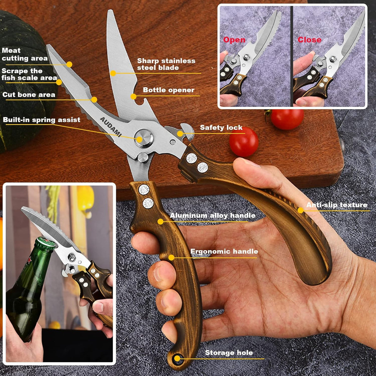 Premium Kitchen Shears 2-Pack Heavy Duty Poultry & Meat Scissors, Bone Shears for Cooking