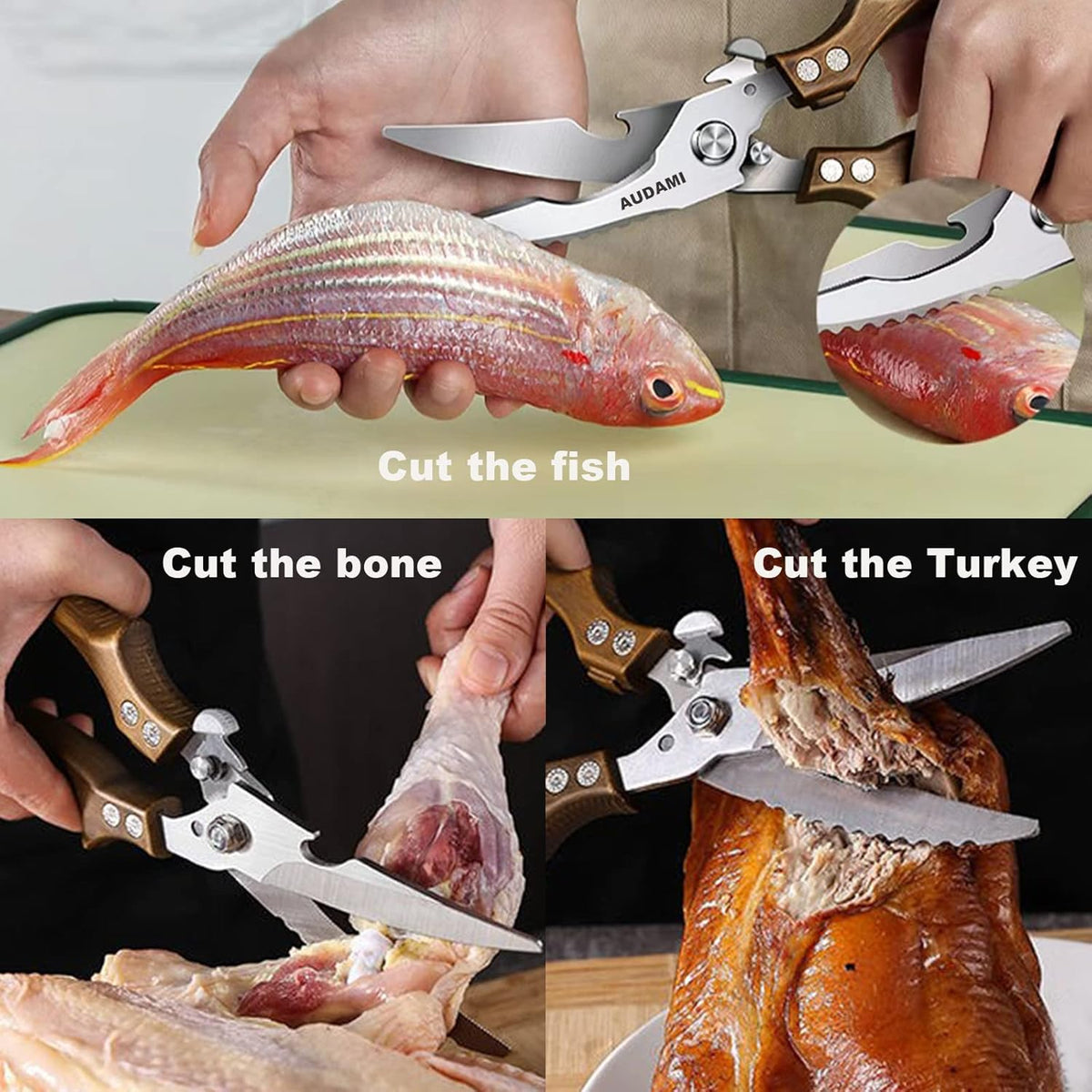 Premium Kitchen Shears 2-Pack Heavy Duty Poultry & Meat Scissors, Bone Shears for Cooking