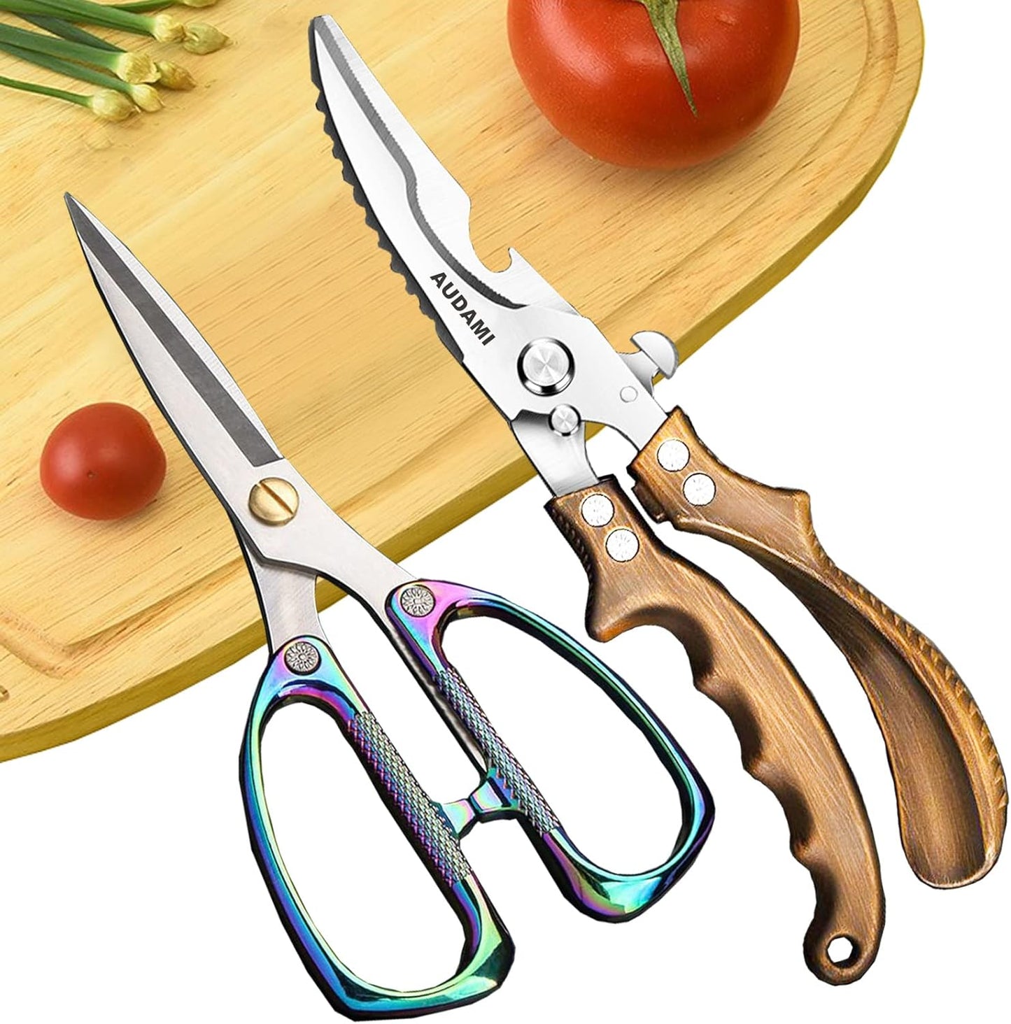 Premium Kitchen Shears 2-Pack Heavy Duty Poultry & Meat Scissors, Bone Shears for Cooking