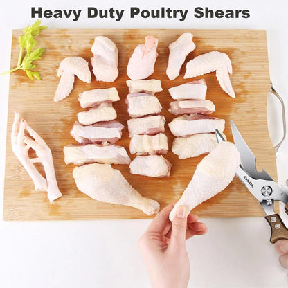 Premium Kitchen Shears 2-Pack Heavy Duty Poultry & Meat Scissors, Bone Shears for Cooking