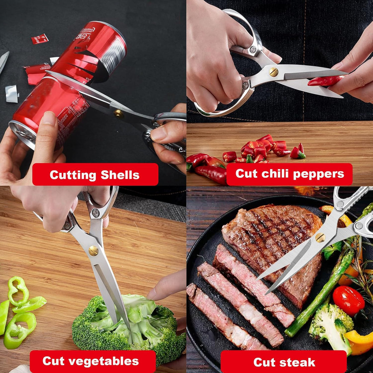 Premium Kitchen Shears 2-Pack Heavy Duty Poultry & Meat Scissors, Bone Shears for Cooking