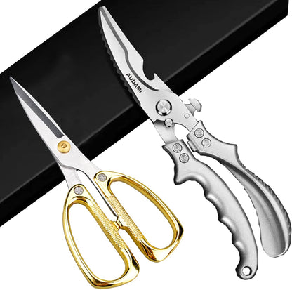 Premium Kitchen Shears 2-Pack Heavy Duty Poultry & Meat Scissors, Bone Shears for Cooking