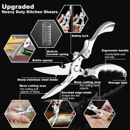 Premium Kitchen Shears 2-Pack Heavy Duty Poultry & Meat Scissors, Bone Shears for Cooking