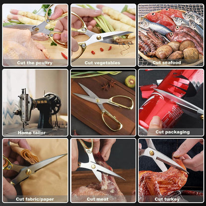 Premium Kitchen Shears 2-Pack Heavy Duty Poultry & Meat Scissors, Bone Shears for Cooking