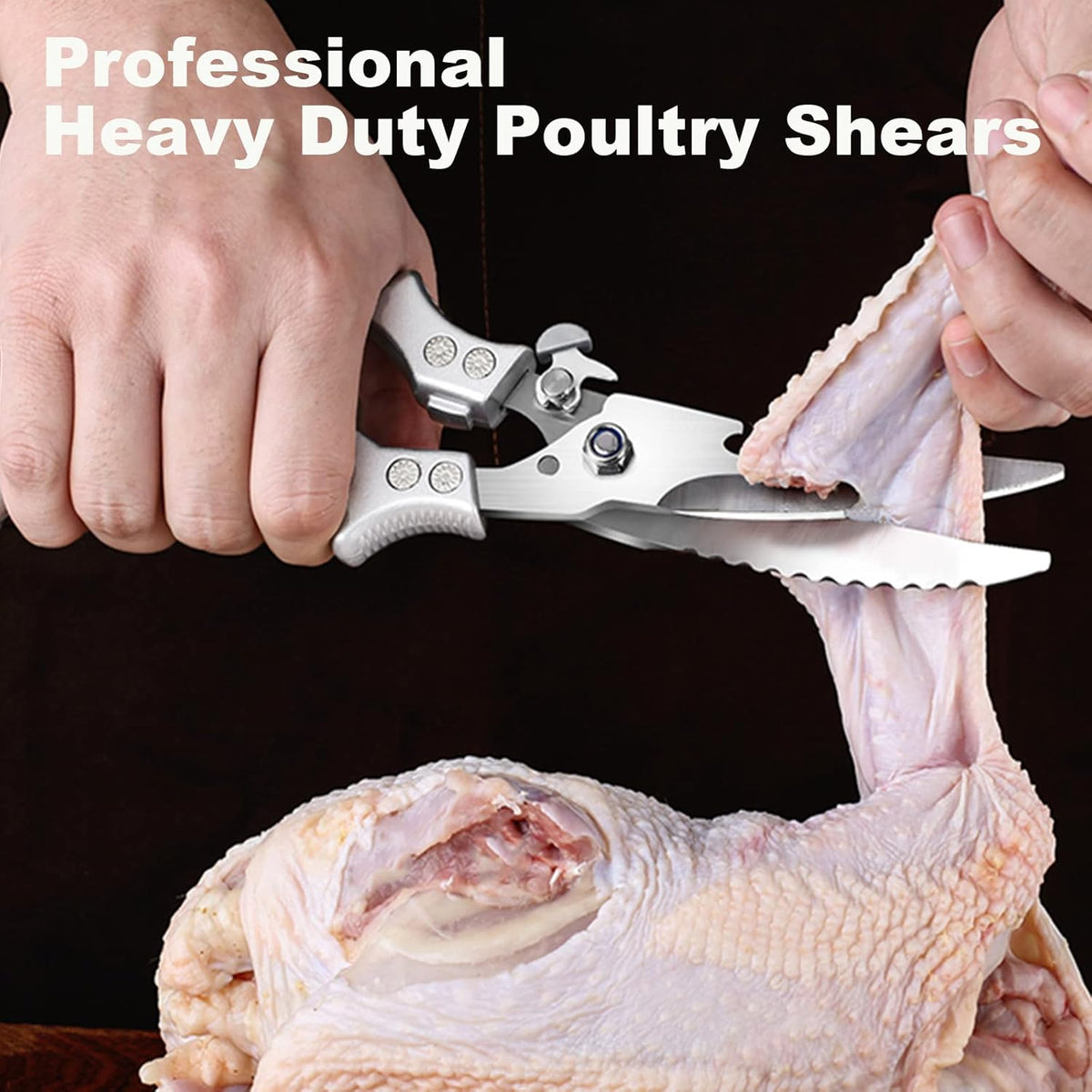Premium Kitchen Shears 2-Pack Heavy Duty Poultry & Meat Scissors, Bone Shears for Cooking