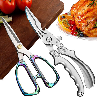 Premium Kitchen Shears 2-Pack Heavy Duty Poultry & Meat Scissors, Bone Shears for Cooking