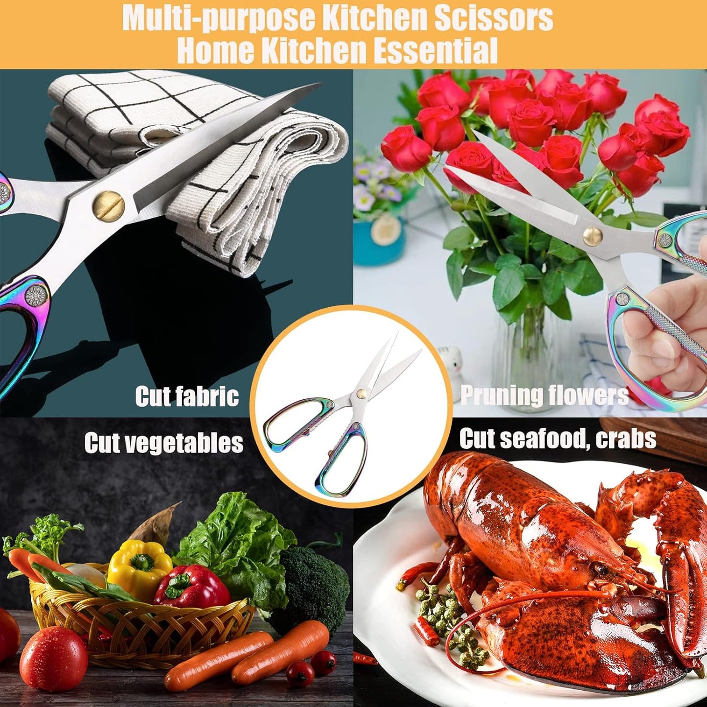 Premium Kitchen Shears 2-Pack Heavy Duty Poultry & Meat Scissors, Bone Shears for Cooking